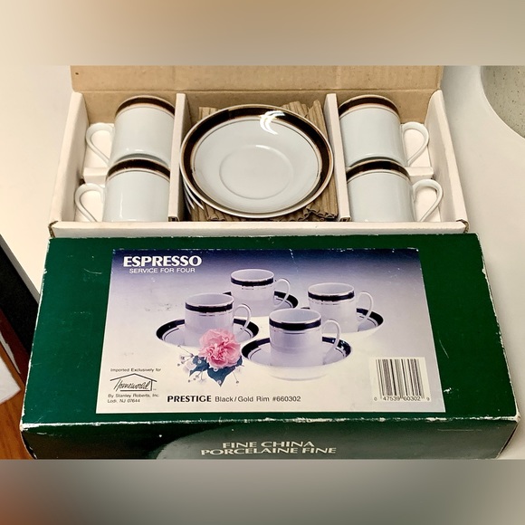 Vintage Brand New Old Stock Unused ESPRESSO SERVICE For 4 Cup & Saucer Set - Picture 9 of 12